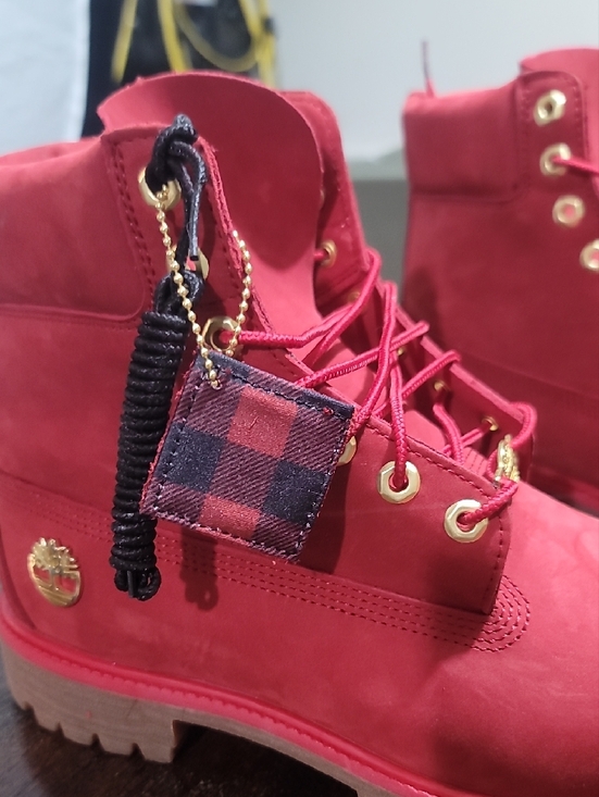 Timberland Red Lace-Up Ankle Boots with Gold Hardware main image 8